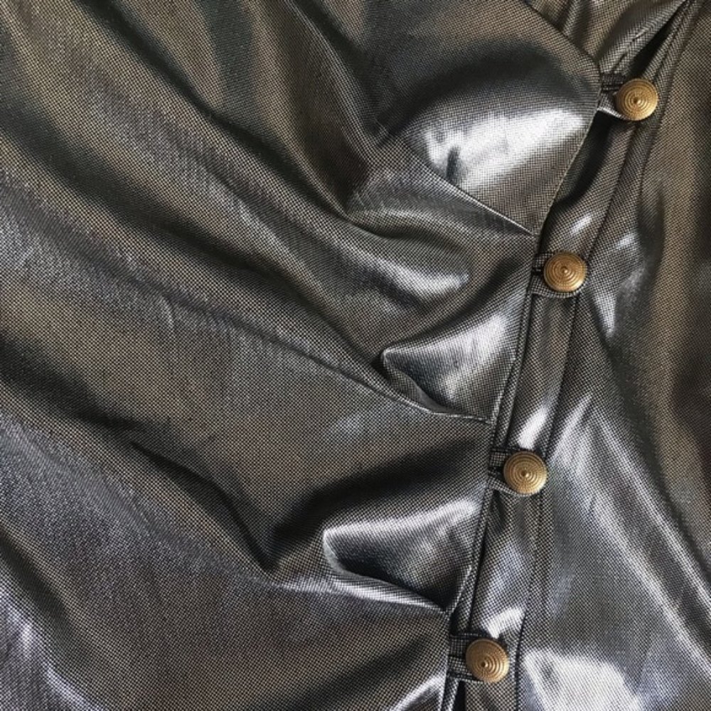 Paradox Chemise Montreal Metallic Silver Wrap Top Size Medium Vintage - Picture 4 of 10